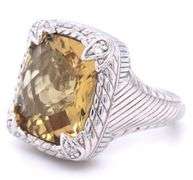 Judith Ripka 925 sterling silver Emerald cut Citrine ring
