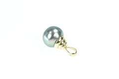 14K Yellow Gold 13.7mm Tahitian Pearl Vintage Drop Pendant
