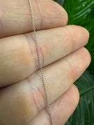 14k White Gold Solid Cable Chain Round Rolo Link 0.75mm Necklace 16"