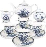 11 Piece Blue Dream Porcelain Tea Set in Elegant Box