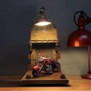 Retro Handcrafted Motorcycle Lamp and Pen Holder