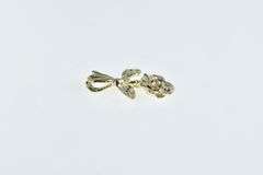 14K Yellow Gold Diamond Cut Rose Flower Romantic Pendant