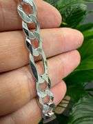 Men's 9.7mm Solid .925 Sterling Silver Flat Figaro Chain Link Italy Necklace 24"