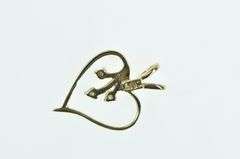 14K Yellow Gold Diamond Heart Love Symbol Vintage Pendant