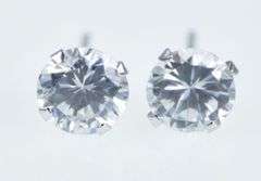 14K White Gold Solitaire Classic Vintage Stud Earrings