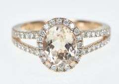 14K Rose Gold 2.25 Ctw Morganite Diamond Engagement Ring