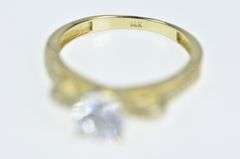 14K Yellow Gold Round Vintage Bow CZ Engagement Ring
