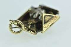 14K Yellow Gold 32 Degr. Masonic Enamel Articulated Eagle Charm/Pendant