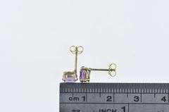 14K Yellow Gold Oval Amethyst Vintage Solitaire Stud Earrings