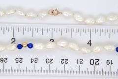 Set of Pearl bead and Lapis necklace and bracelet