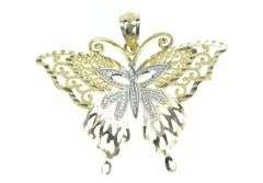 14K Yellow Gold Filigree Butterfly Change Beauty Symbol Pendant