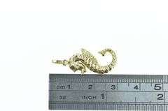 14K Yellow Gold 3D Sea Horse Vintage Ocean Animal Charm/Pendant