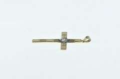 14K Yellow Gold 1930's Diamond Classic Cross Christian Pendant