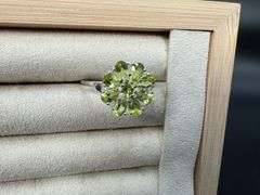 Sterling Silver Fancy Natural Peridot Gemstones Ring Size 10