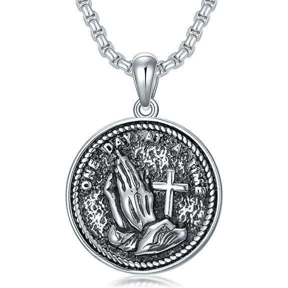 925 Sterling Silver Praying Hands Necklace