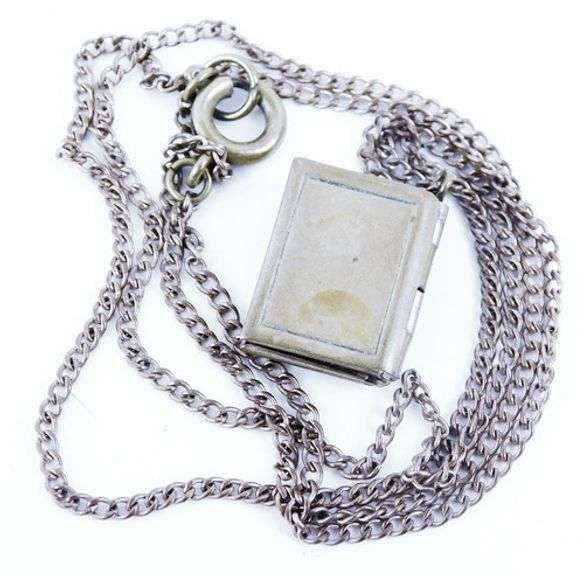 Vintage Mother of Pearl Lord's Prayer Locket & Chain