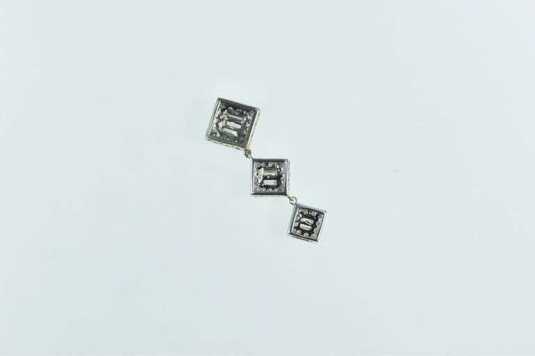 14K Yellow Gold 0.66 Ctw Diamond Tiered Square Drop Pendant