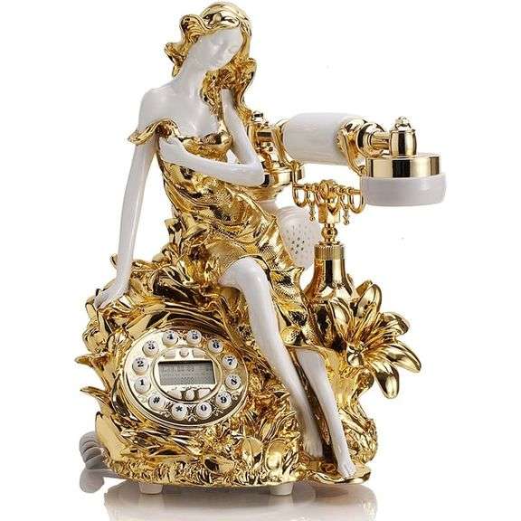 Vintage Golden Corded Landline Phone