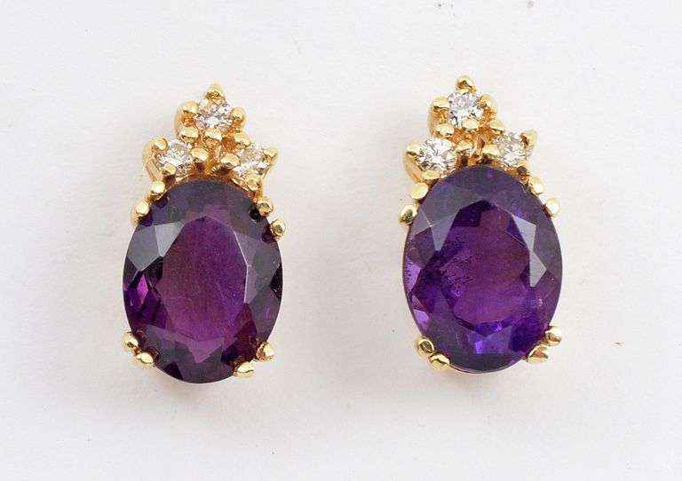 Elegant Amethyst & Diamond Post Earrings