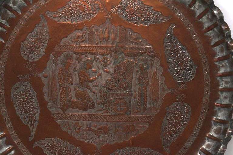 Collectable round copper handmade tray
