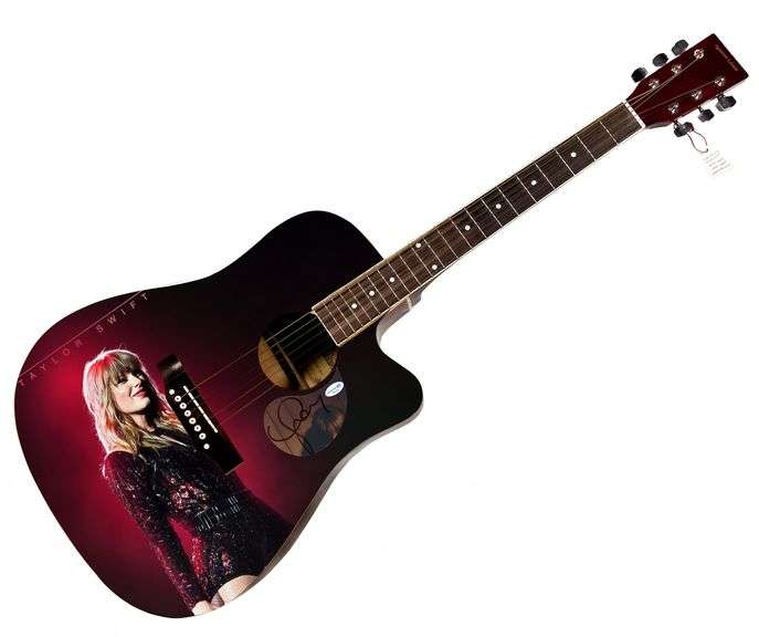 Taylor Swift Signed Custom 1/1 "Stand Up" Acoustic Graphics Guitar ACOA