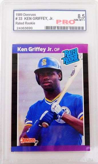 1989 Ken Griffey, Jr. Rookie Baseball Card, Graded 8.5