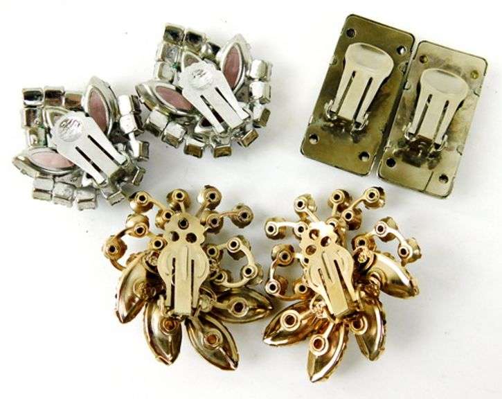 3 Pairs Vintage Rhinestone Earrings