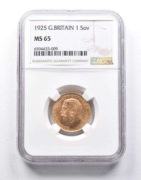 MS65 1925 Great Britain 1 Sovereign Gold Coin NGC