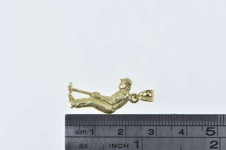 14K Yellow Gold Diamond Cut Golfer Golf Vintage Sport Charm/Pendant