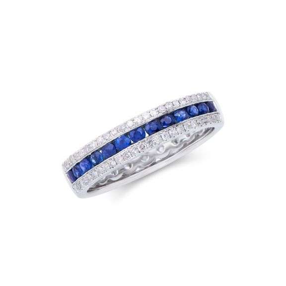 14KT White Gold 0.55ctw Blue Sapphire and Diamond Ring