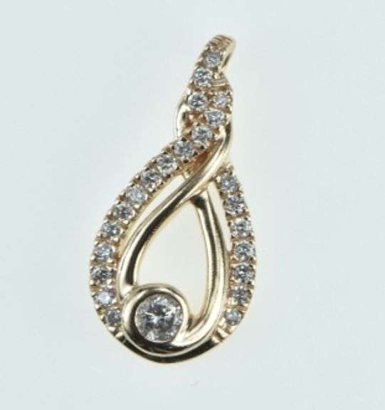 10K Rose Gold Diamond Encrusted Loop Twist Statement Pendant