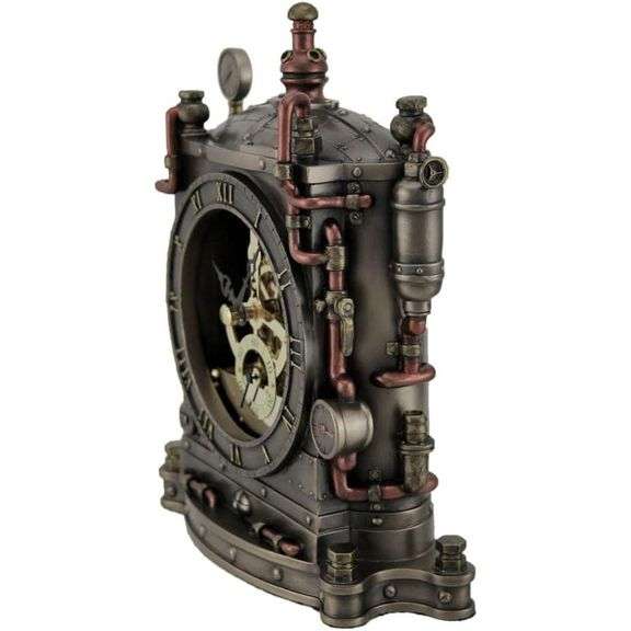 The Grand Machine Steampunk Style Bronze Finished Mantel Clock