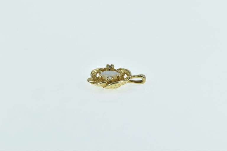 14K Yellow Gold Vintage Opal Diamond Accent Nugget Charm/Pendant