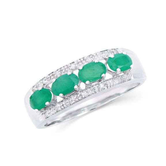 14KT White Gold 1.01ctw Emerald and Diamond Ring