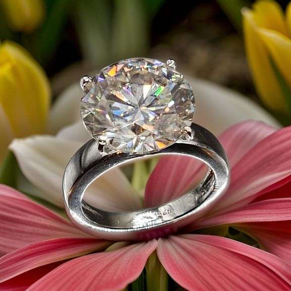 Huge Rare 12 Ct VVs1 White E-F Simulated Lab Diamond Ring