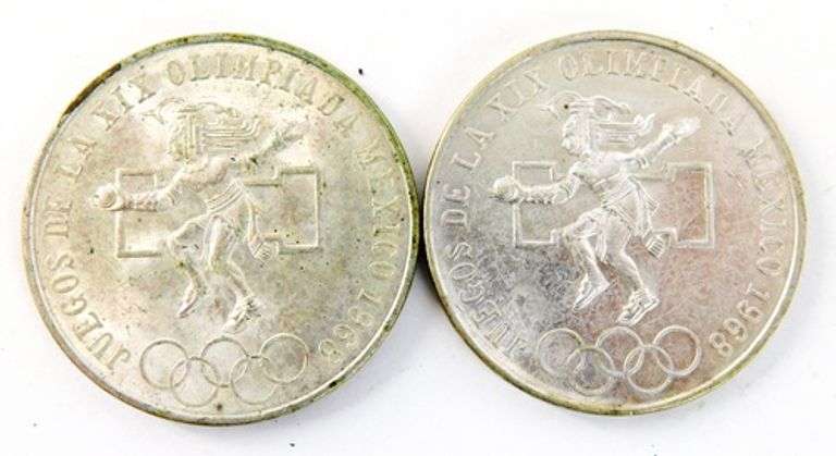 2 Mexico XIX Olimpiada .720 Silver 1968 Coins