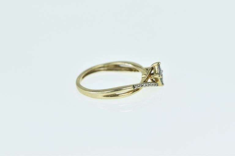 10K Yellow Gold Princess Diamond Squared Cluster Promise Ring