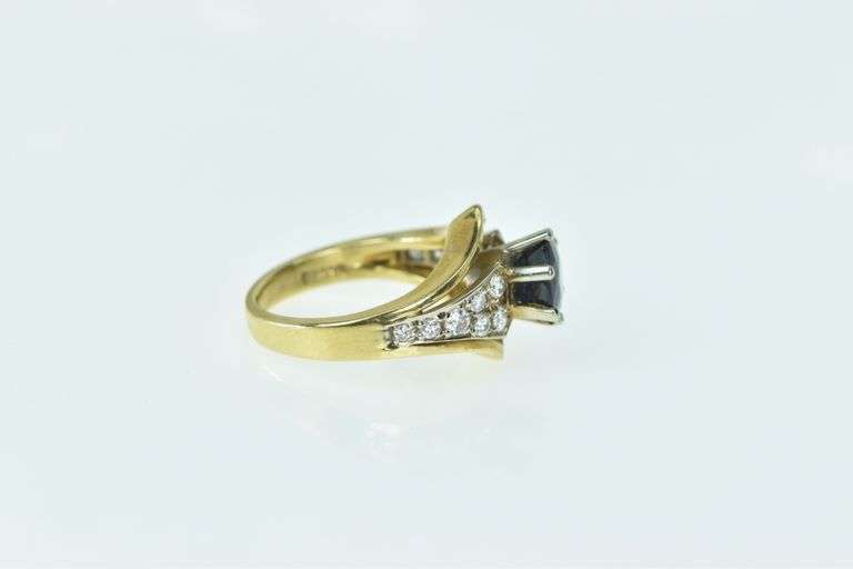 18K Yellow Gold 1.69 Ctw Sapphire Diamond Chevron Ring