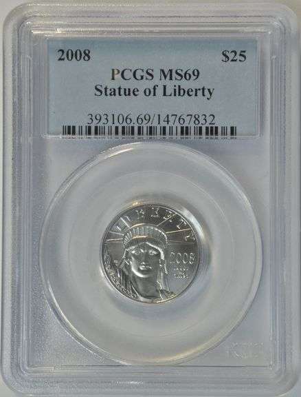 Nearly Flawless PCGS MS69 graded 2008 $25 pure Platinum Eagle