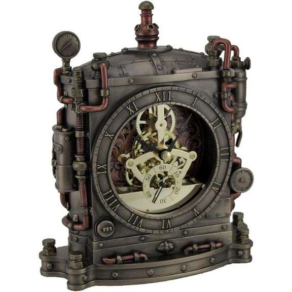 The Grand Machine Steampunk Style Bronze Finished Mantel Clock