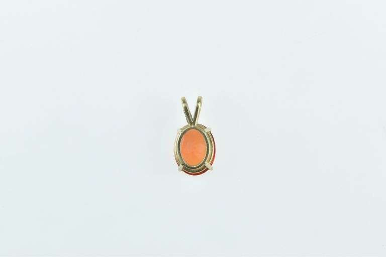 14K Yellow Gold Oval Syn. Orange Sapphire Solitaire Charm/Pendant