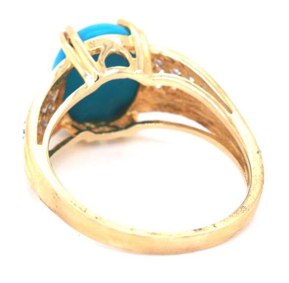 14kt Yellow gold Turquoise and diamond ring
