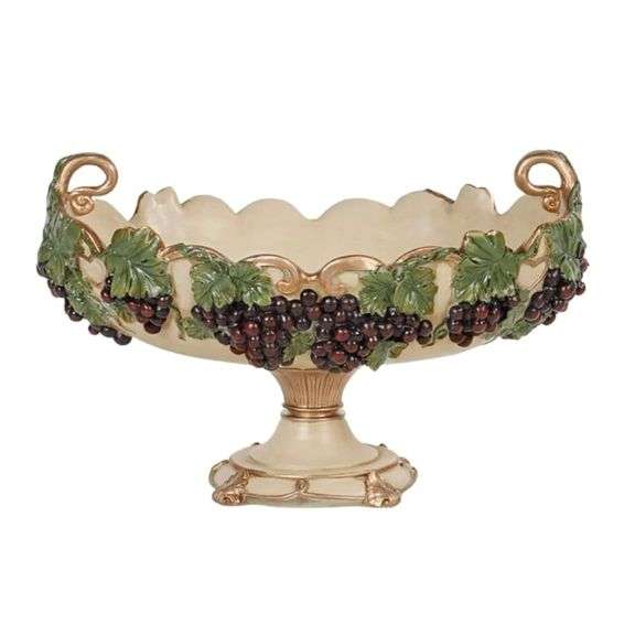 Handcrafted Tuscan Style Vigne Elegante Decorative Centerpiece Bowl