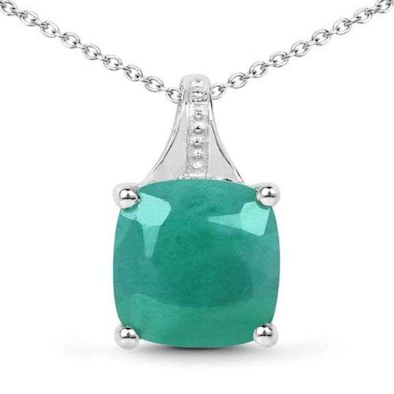 Genuine 2.2ct Emerald Sterling Silver Pendant