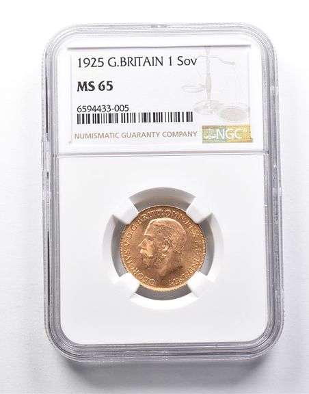 MS65 1925 Great Britain 1 Sovereign Gold Coin NGC