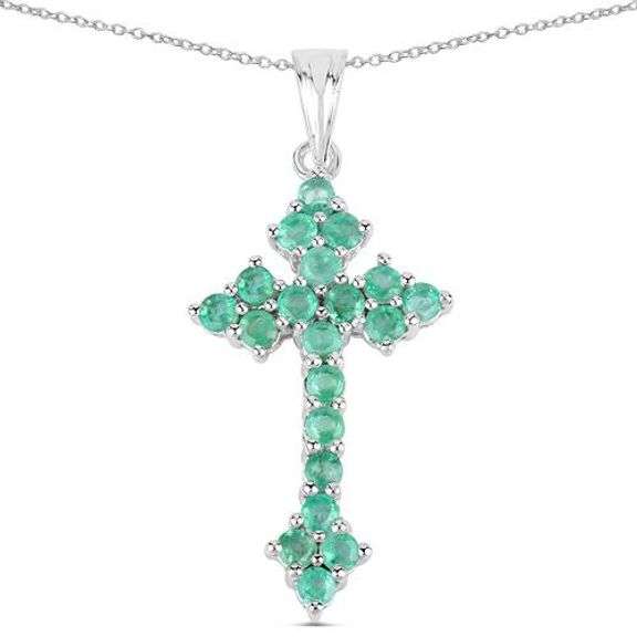 2ct Genuine Emerald .925 Sterling Silver Pendant