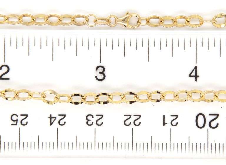 14kt Yellow gold Fancy flat link chain necklace