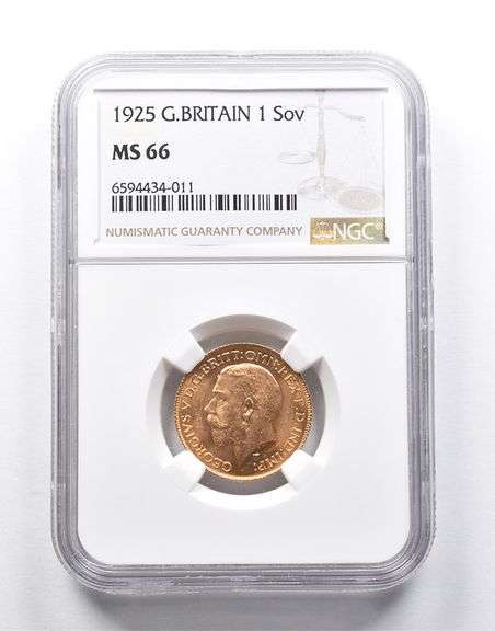 MS66 1925 Great Britain 1 Sovereign Gold Coin NGC