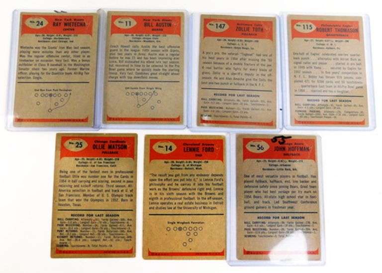 7 Bowman 1955 Football Cards with Rookies