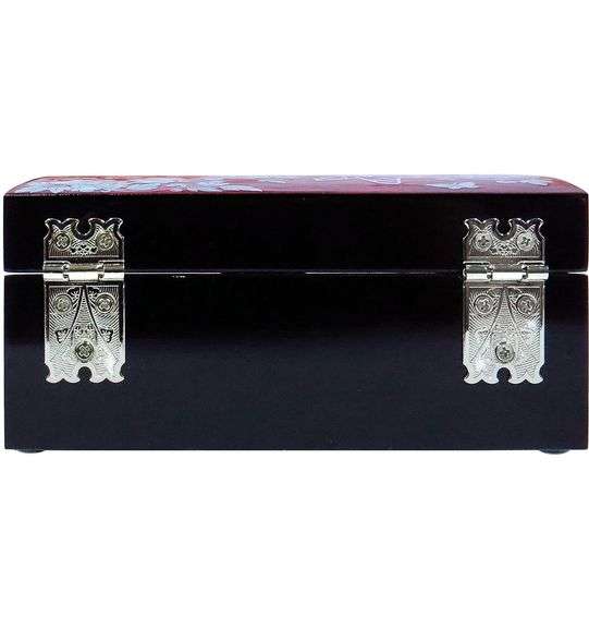 Red Butterflies & Blossoms Mother of Pearl Jewelry Box